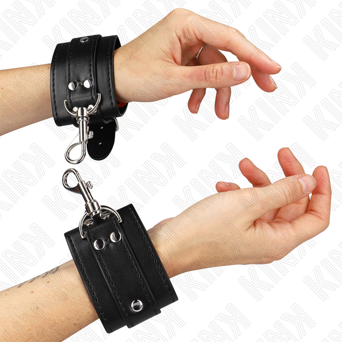 Kink – Vergrendelbare kerker polsboeien zwart verstelbaar 21 – 28 cm x 5,5 cm