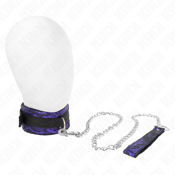 KINK - KORTE FLUWELEN KANTEN KETTING MET RIEM 105 CM MET NYLON AFWERKING 44 X 5,5 CM