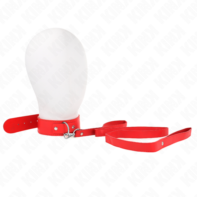 KINK - KETTING MET RIEM 116 CM ROOD VERSTELBARE BAND 32-50 CM X 8 CM