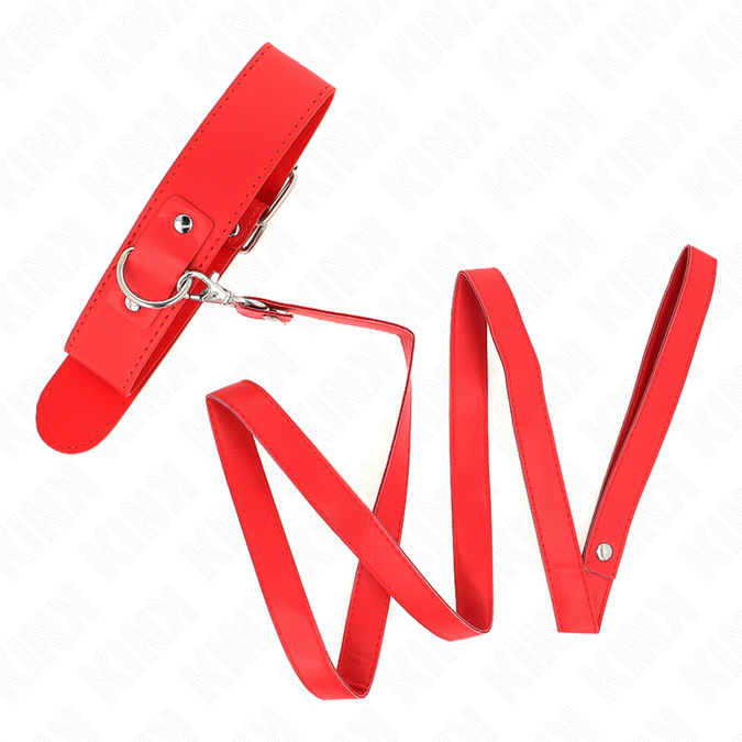 KINK - KETTING MET RIEM 116 CM ROOD VERSTELBARE BAND 32-50 CM X 8 CM