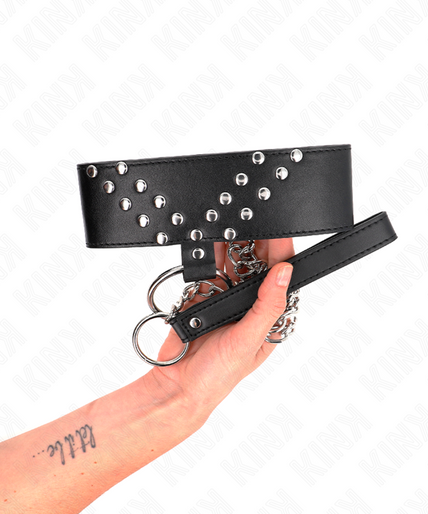 KINK - NECKLACE WITH BELT 65 CM WITH V RIVET ADJUSTABLE 36-43 CM X 5 CM KINK - NECKLACE WITH BELT 65 CM WITH V RIVET ADJUSTABLE 36-43 CM X 5 CM