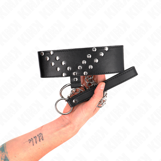 KINK - KETTING MET RIEM 65 CM MET V-KLINKNAGEL VERSTELBAAR 36-43 CM X 5 CM