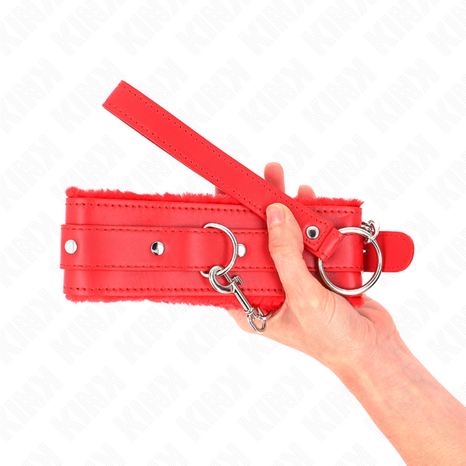 Kink – Halsband met riem 65 cm met beperkingen Rood 36 – 42 cm x 5,5 cm