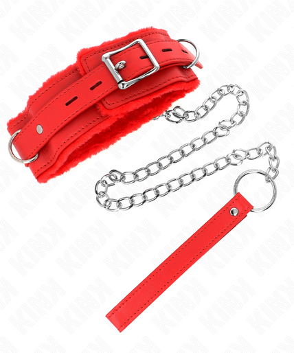KINK - COLLAR WITH LEASH 65 CM WITH RESTRICTIONS RED 36-42 CM X 5.5 CM KINK - COLLAR WITH LEASH 65 CM WITH RESTRICTIONS RED 36-42 CM X 5.5 CM