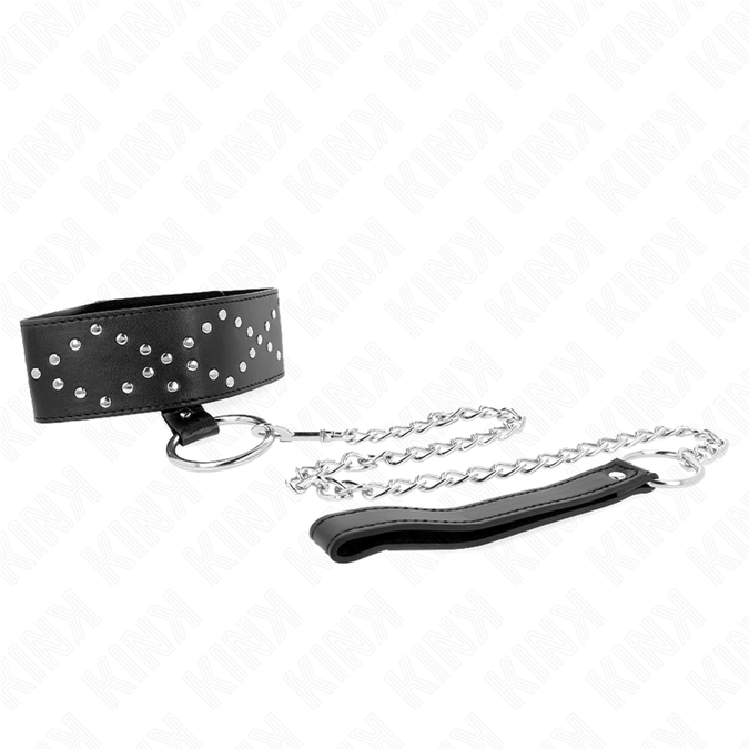 KINK - KETTING 65 CM MET LIJN MET ZILVEREN STUDS MODEL 3 VERSTELBAAR 36-43 CM X 5 CM