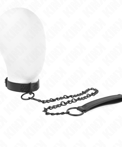 KINK - COLLAR WITH DARK LEASH 65 CM ADJUSTABLE 37-54 CM X 3 CM KINK - COLLAR WITH DARK LEASH 65 CM ADJUSTABLE 37-54 CM X 3 CM