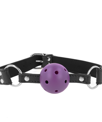 KINK - BREATHABLE BALL 4 CM GAG WITH DOUBLE RIVET PURPLE 62.5 x 2.5 CM ADJUSTABLE 42-58 CM KINK - BREATHABLE BALL 4 CM GAG WITH DOUBLE RIVET PURPLE 62.5 x 2.5 CM ADJUSTABLE 42-58 CM