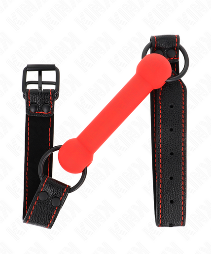 KINK - BONE GAG WITH LEATHERETTE STRAP RED ADJUSTABLE 41-57 CM KINK - BONE GAG WITH LEATHERETTE STRAP RED ADJUSTABLE 41-57 CM