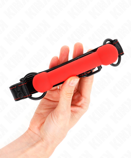 KINK - BONE GAG WITH LEATHERETTE STRAP RED ADJUSTABLE 41-57 CM KINK - BONE GAG WITH LEATHERETTE STRAP RED ADJUSTABLE 41-57 CM