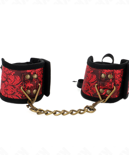 KINK - SCANDAL WRIST RESTRAINTS RED-BLACK LACE DETAILS 24.5 CM X 6.5 CM KINK - SCANDAL WRIST RESTRAINTS RED-BLACK LACE DETAILS 24.5 CM X 6.5 CM