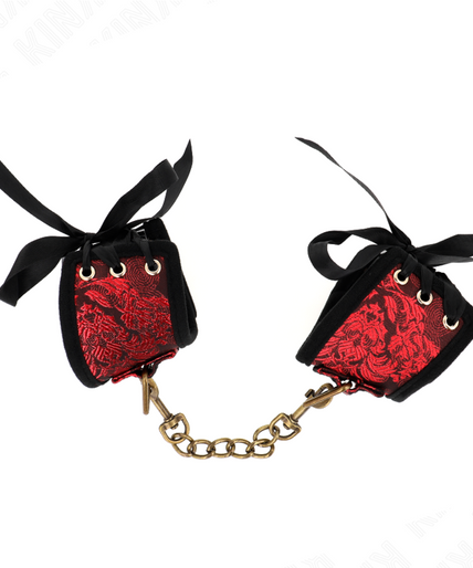 KINK - SCANDAL WRIST RESTRAINTS RED-BLACK LACE DETAILS 24.5 CM X 6.5 CM KINK - SCANDAL WRIST RESTRAINTS RED-BLACK LACE DETAILS 24.5 CM X 6.5 CM