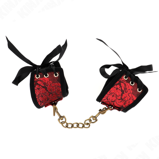 KINK - SCANDAL POLSBANDEN ROOD-ZWART KANTEN DETAILS 24,5 CM X 6,5 CM