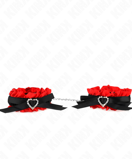 KINK - LACE ELASTIC WRIST RESTRAINTS RED HEART DETAILS ADJUSTABLE 22-35 CM KINK - LACE ELASTIC WRIST RESTRAINTS RED HEART DETAILS ADJUSTABLE 22-35 CM