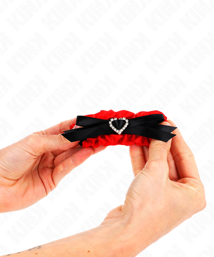 KINK - LACE ELASTIC WRIST RESTRAINTS RED HEART DETAILS ADJUSTABLE 22-35 CM KINK - LACE ELASTIC WRIST RESTRAINTS RED HEART DETAILS ADJUSTABLE 22-35 CM