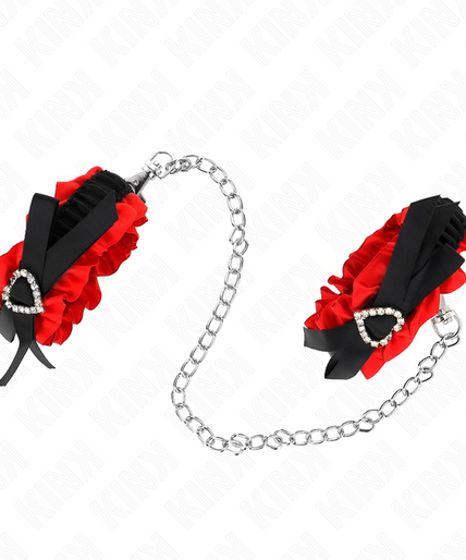 KINK - LACE ELASTIC WRIST RESTRAINTS RED HEART DETAILS ADJUSTABLE 22-35 CM KINK - LACE ELASTIC WRIST RESTRAINTS RED HEART DETAILS ADJUSTABLE 22-35 CM