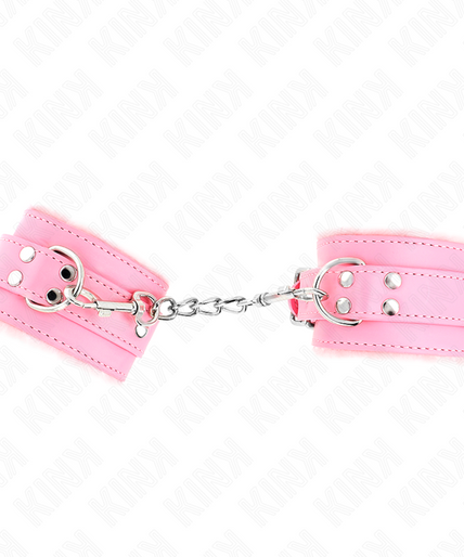 KINK - FUR LINED WRIST RESTRAINTS PINK WITH PINK BELT ADJUSTABLE 17-29 CM X 6 CM KINK - FUR LINED WRIST RESTRAINTS PINK WITH PINK BELT ADJUSTABLE 17-29 CM X 6 CM