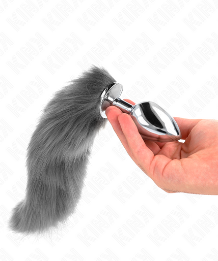 KINK - ANAL PLUG SIZE L 10 X 4 CM WITH SYNTHETIC TAIL 40 CM GREY AND WHITE KINK - ANAL PLUG SIZE L 10 X 4 CM WITH SYNTHETIC TAIL 40 CM GREY AND WHITE
