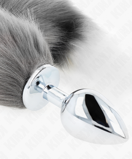 KINK - ANAL PLUG SIZE L 10 X 4 CM WITH SYNTHETIC TAIL 40 CM GREY AND WHITE KINK - ANAL PLUG SIZE L 10 X 4 CM WITH SYNTHETIC TAIL 40 CM GREY AND WHITE