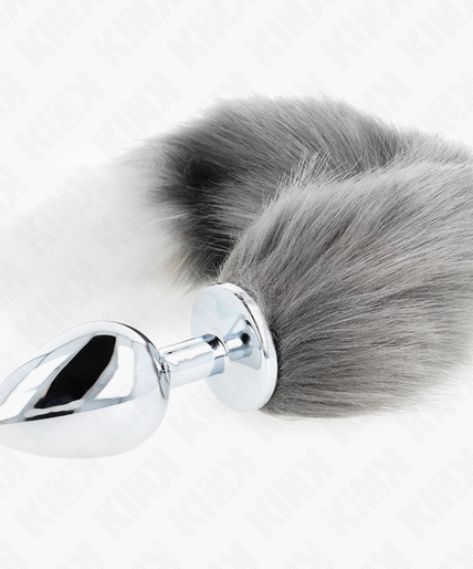 KINK - ANAL PLUG SIZE L 10 X 4 CM WITH SYNTHETIC TAIL 40 CM GREY AND WHITE KINK - ANAL PLUG SIZE L 10 X 4 CM WITH SYNTHETIC TAIL 40 CM GREY AND WHITE