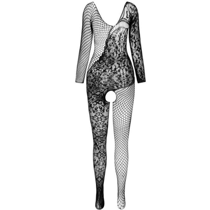 PASSION - BS 107 BODYSTOCKING ZWART ÉÉN MAAT
