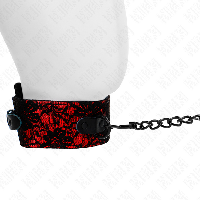 KINK - KANTEN HALSBAND MET RIEM MET ECHTE LEREN RIEM 105 CM / 44 X 5.5 CM