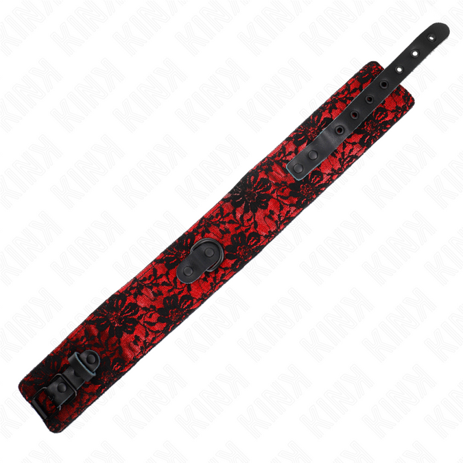 KINK - KANTEN HALSBAND MET RIEM MET ECHTE LEREN RIEM 105 CM / 44 X 5.5 CM