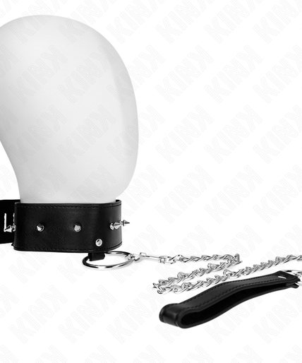KINK - NECKLACE 65 CM WITH LEASH WITH SILVER STUDS MODEL 2 ADJUSTABLE 36-43 CM X 5 CM KINK - NECKLACE 65 CM WITH LEASH WITH SILVER STUDS MODEL 2 ADJUSTABLE 36-43 CM X 5 CM