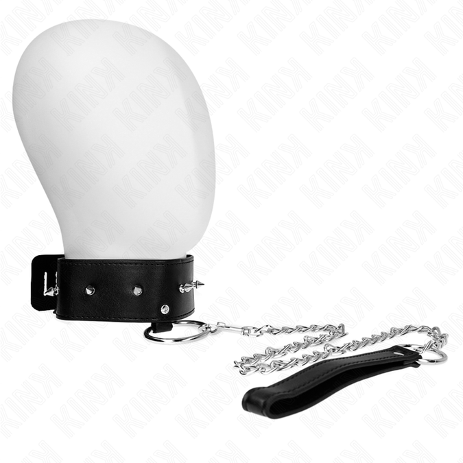 Kink – Necklace 65 Cm With Leash With Silver Studs Model 2 Adjustable 36 – 43 Cm X 5 Cm