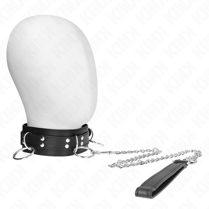 Kink – 3 Ring Slavernij Ketting met Band 80 cm 53 x 5 cm
