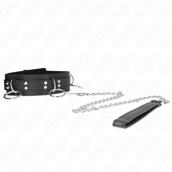 Kink – 3 Ring Slavernij Ketting met Band 80 cm 53 x 5 cm