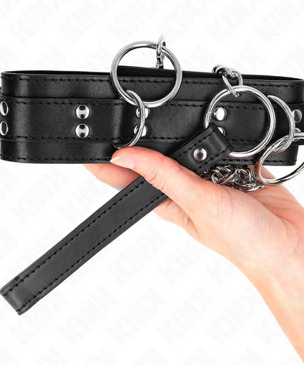 KINK - 3 RING SLAVERY NECKLACE WITH STRAP 80 CM 53 X 5 CM KINK - 3 RING SLAVERY NECKLACE WITH STRAP 80 CM 53 X 5 CM