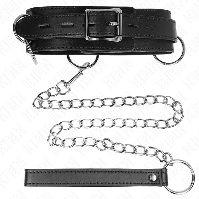 Kink – 3 Ring Slavernij Ketting met Band 80 cm 53 x 5 cm