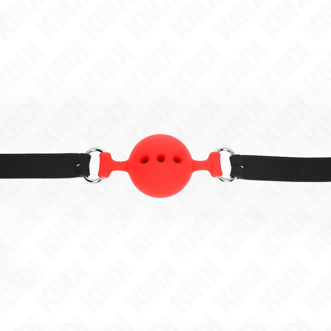 KINK - VOLLEDIG SILICONEN GAG 55 x 2 CM MET BAL 4,5 CM MAAT M ROOD VERSTELBAAR 35-51 CM