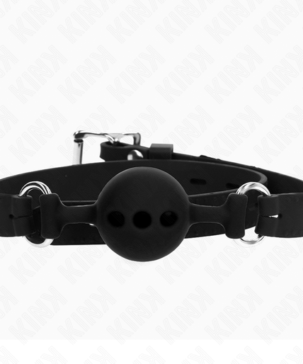 KINK - FULL SILICONE GAG 55 x 2 CM WITH 4 CM BALL SIZE S BLACK ADJUSTABLE 35-51 CM KINK - FULL SILICONE GAG 55 x 2 CM WITH 4 CM BALL SIZE S BLACK ADJUSTABLE 35-51 CM