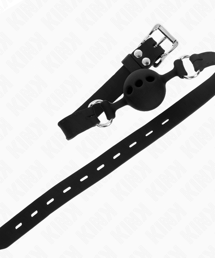 KINK - FULL SILICONE GAG 55 x 2 CM WITH 4 CM BALL SIZE S BLACK ADJUSTABLE 35-51 CM KINK - FULL SILICONE GAG 55 x 2 CM WITH 4 CM BALL SIZE S BLACK ADJUSTABLE 35-51 CM