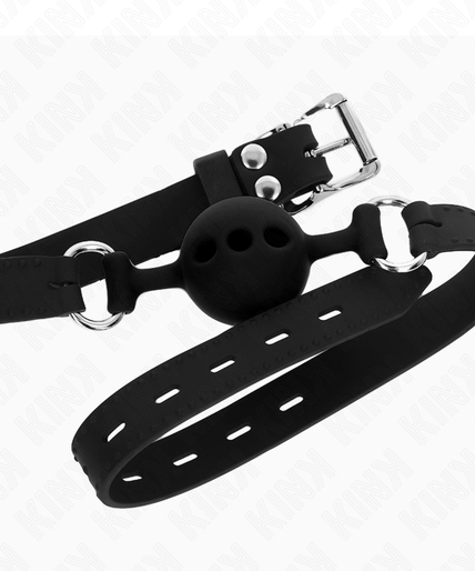 KINK - FULL SILICONE GAG 55 x 2 CM WITH 4 CM BALL SIZE S BLACK ADJUSTABLE 35-51 CM KINK - FULL SILICONE GAG 55 x 2 CM WITH 4 CM BALL SIZE S BLACK ADJUSTABLE 35-51 CM