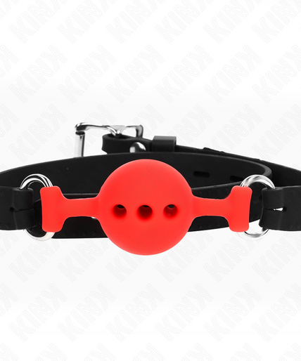KINK - FULL SILICONE GAG 55 x 2 CM WITH 4 CM BALL SIZE S RED ADJUSTABLE 35-51 CM KINK - FULL SILICONE GAG 55 x 2 CM WITH 4 CM BALL SIZE S RED ADJUSTABLE 35-51 CM
