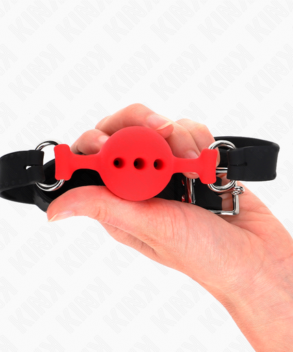 KINK - FULL SILICONE GAG 55 x 2 CM WITH 4 CM BALL SIZE S RED ADJUSTABLE 35-51 CM KINK - FULL SILICONE GAG 55 x 2 CM WITH 4 CM BALL SIZE S RED ADJUSTABLE 35-51 CM