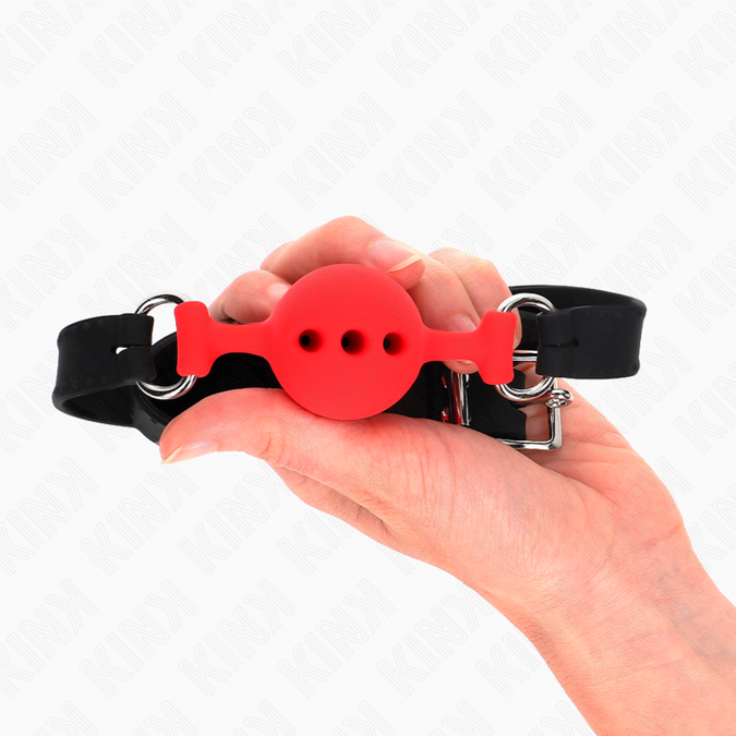 Kink – Full Silicone Gag 55 X 2 Cm With 4 Cm Ball Size S Red Adjustable 35 – 51 Cm