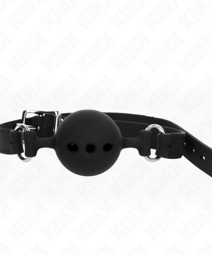 Kink – Volledig siliconen mondknevel 55 x 2 cm met bal van 5 cm maat L Zwart Verstelbaar 35 – 51 cm Kink – Volledig siliconen mondknevel 55 x 2 cm met bal van 5 cm maat L Zwart Verstelbaar 35 – 51 cm