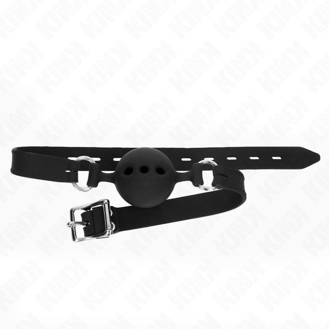 Kink – Full Silicone Gag 55 X 2 Cm With 5 Cm Ball Size L Black Adjustable 35 – 51 Cm