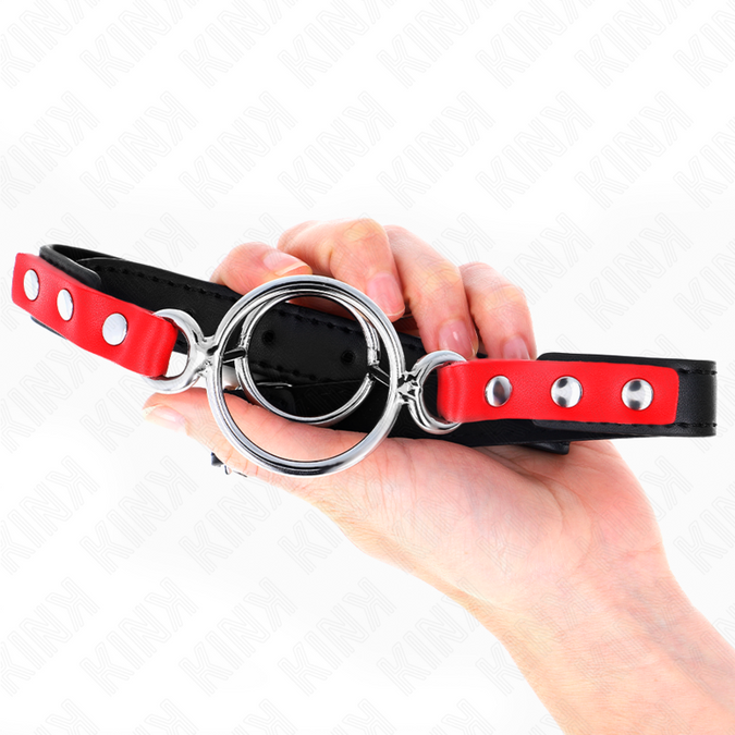 Kink – Mondknevel met meerdere O-ringen 4 / 4,8 cm Rood 38 x 56 cm