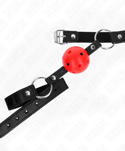 Kink – Holle harde rode bal 4,5 cm mondknevel model 1 63,5 x 2 cm Kink – Holle harde rode bal 4,5 cm mondknevel model 1 63,5 x 2 cm
