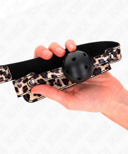 KINK - LEOPARD BREATHABLE BALL 4.5 CM GAG 65 x 2.5 CM KINK - LEOPARD BREATHABLE BALL 4.5 CM GAG 65 x 2.5 CM