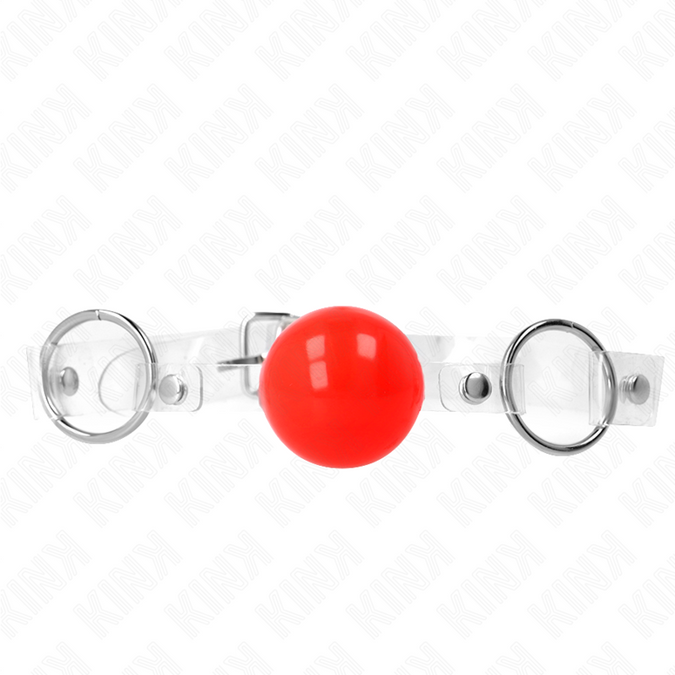 Kink – Rode Transparante PVC Ballen Mondknevel 4 cm Verstelbaar