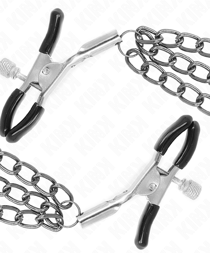 KINK - NIPPLE CLAMPS WITH 3 CHAINS BLACK 20/23/28 CM KINK - NIPPLE CLAMPS WITH 3 CHAINS BLACK 20/23/28 CM
