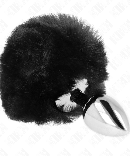KINK - STAINLESS STEEL PLUG 7 x 3 CM WITH BLACK FAUX FUR RABBIT TAIL 8 CM KINK - STAINLESS STEEL PLUG 7 x 3 CM WITH BLACK FAUX FUR RABBIT TAIL 8 CM