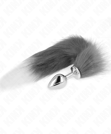 KINK - ANAL PLUG SIZE M 8 X 3.5 CM WITH SYNTHETIC TAIL 40 CM GREY AND WHITE KINK - ANAL PLUG SIZE M 8 X 3.5 CM WITH SYNTHETIC TAIL 40 CM GREY AND WHITE