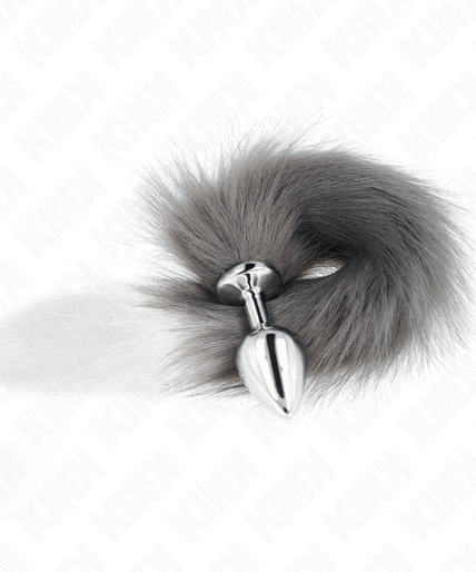 KINK - ANAL PLUG SIZE M 8 X 3.5 CM WITH SYNTHETIC TAIL 40 CM GREY AND WHITE KINK - ANAL PLUG SIZE M 8 X 3.5 CM WITH SYNTHETIC TAIL 40 CM GREY AND WHITE