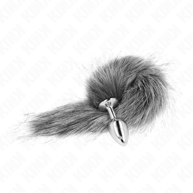 Kink – Anal Plug Size S 7 X 3 Cm With Synthetic Tail 40 Cm Grey